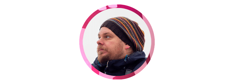 A man with a beanie on his head.