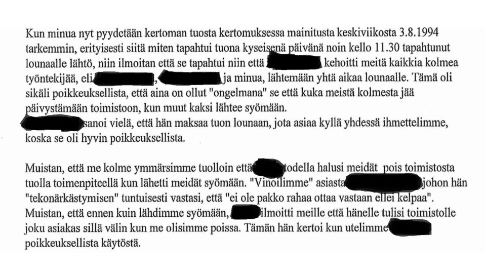 Ote kuulustelupöytäkirjasta