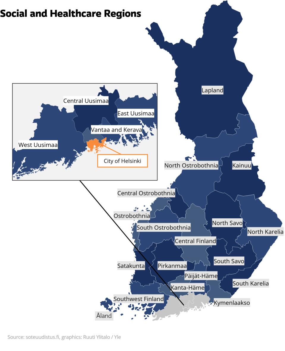 Finland's new social and healthcare regions.