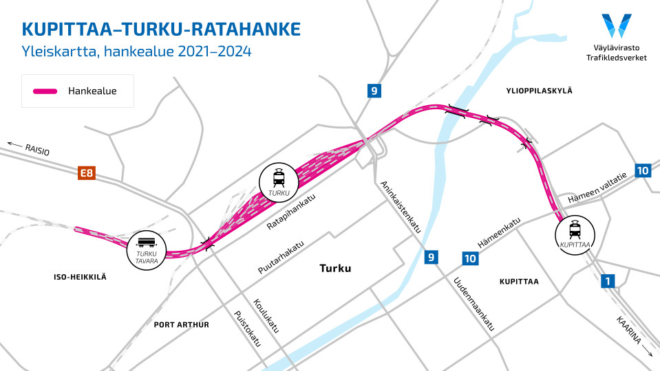 Kaavakuva Kupittaa-Turku-ratahankkeesta