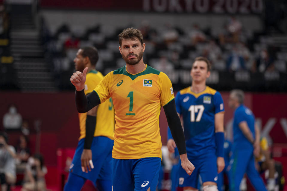 Brasilian maajoukkueen passari Bruno Tokion olympialaisissa 2021.