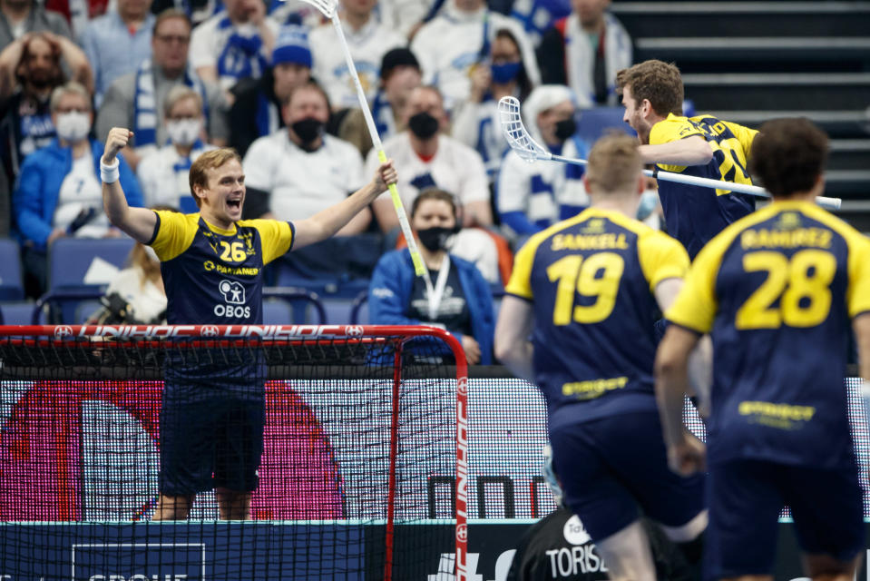 Sverige firar mål i VM-finalen.