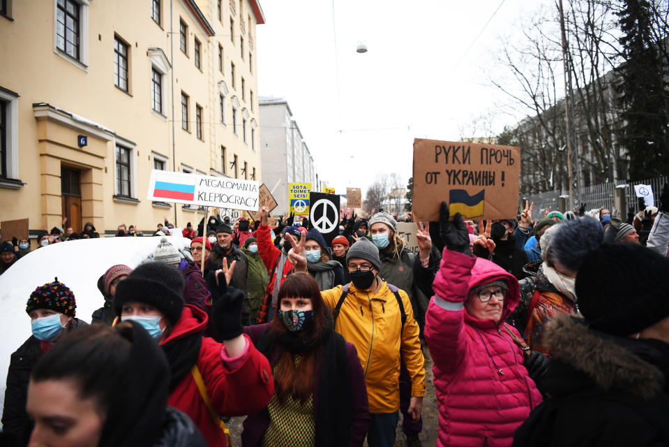 Finnish anti-war protesters take to the streets to support Ukraine