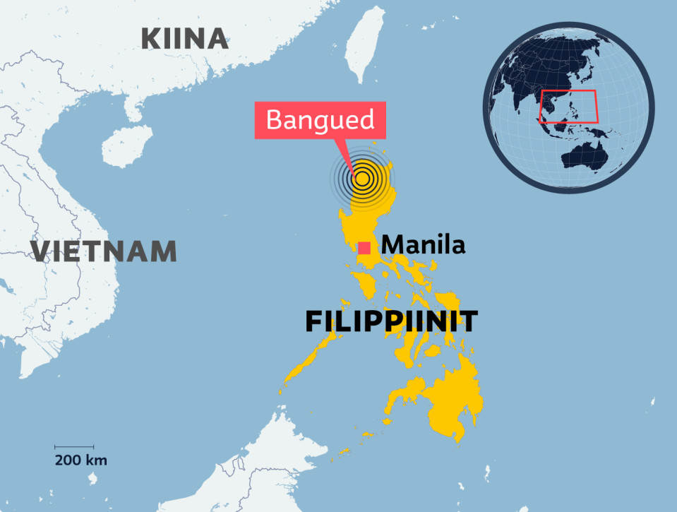 Filippiinien maanjärstysalue merkattu kartalle.
