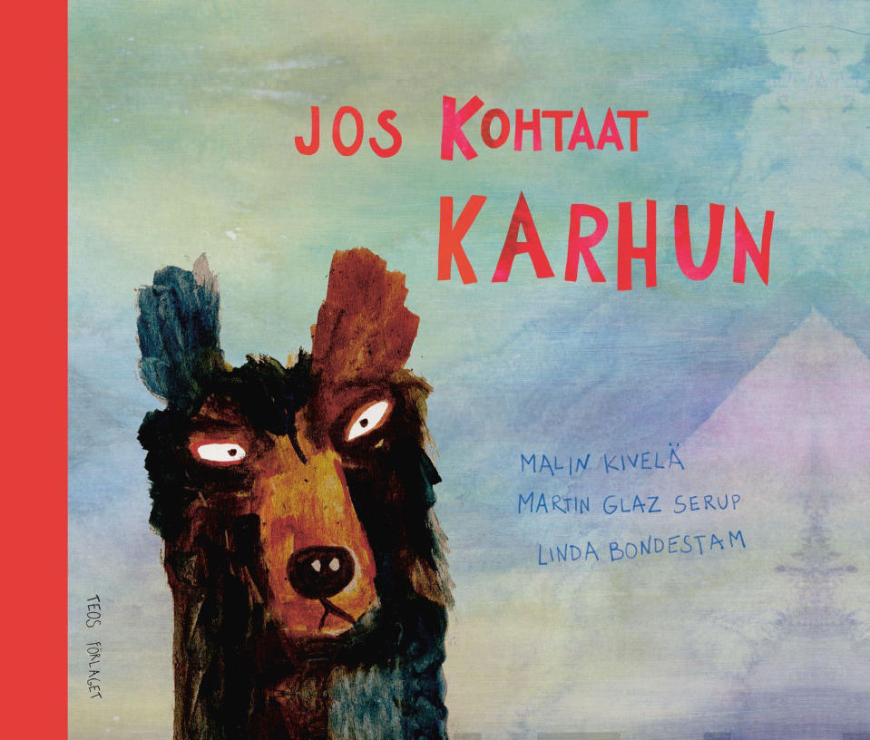 Jos kohtaat karhun -kirjan kansi. Piirroskarhu.