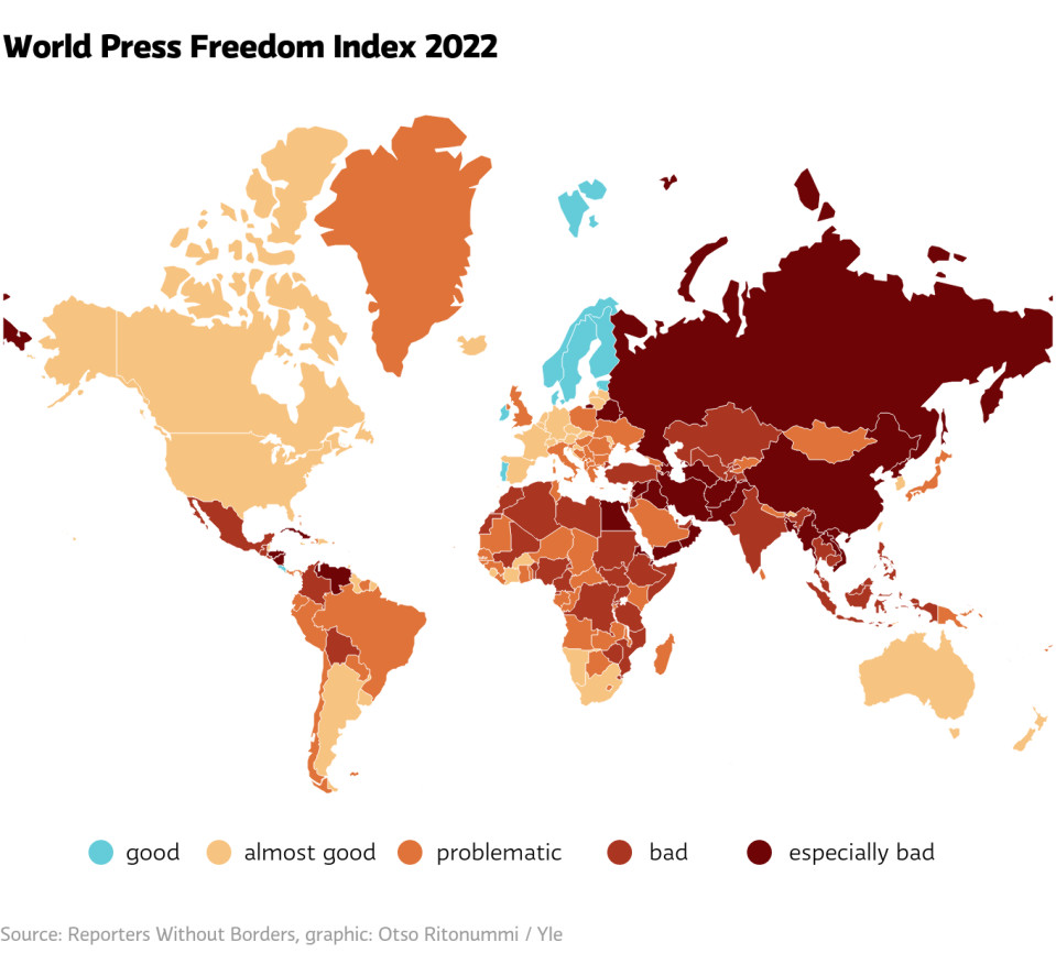 Finland dropped to fifth in the World Press Freedom Index
