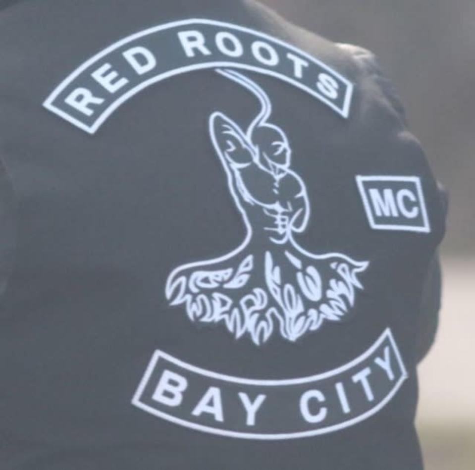 Red Roots motorcycle club vests.