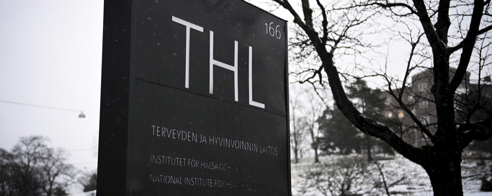 THL's sign for the Department of Health and Welfare in Helsinki.