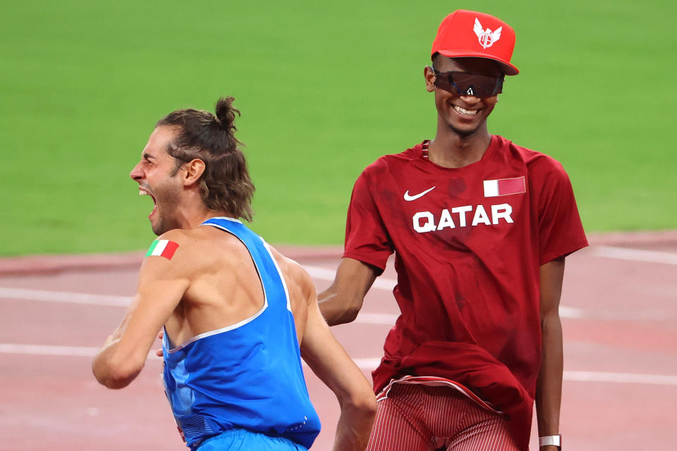 Gianmarco Tamberi ja Mutaz Essa Barshim jakoivat olympiavoiton