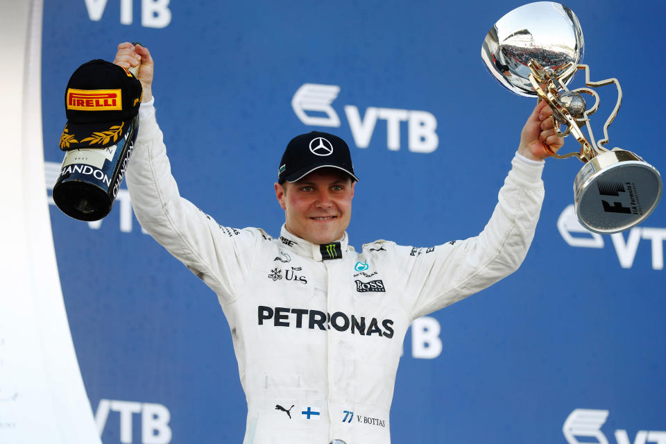 Valtteri Bottas otti uransa ensimmäisen F1-voiton Venäjällä alkukaudesta 2017.