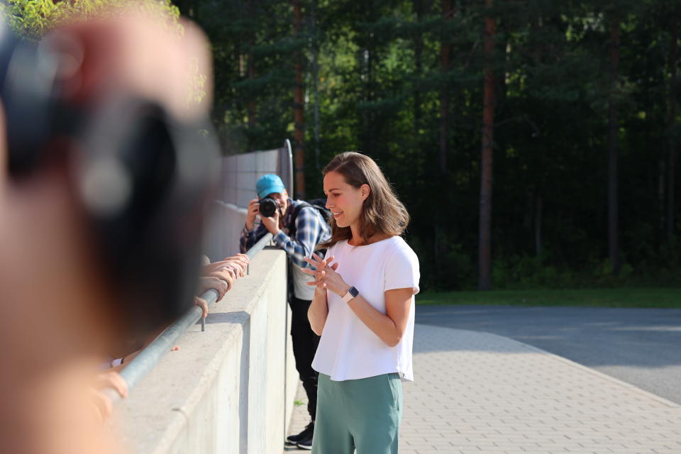 Pääministeri Sanna Marin vierailemassa Jynkän koululla Kuopiossa.